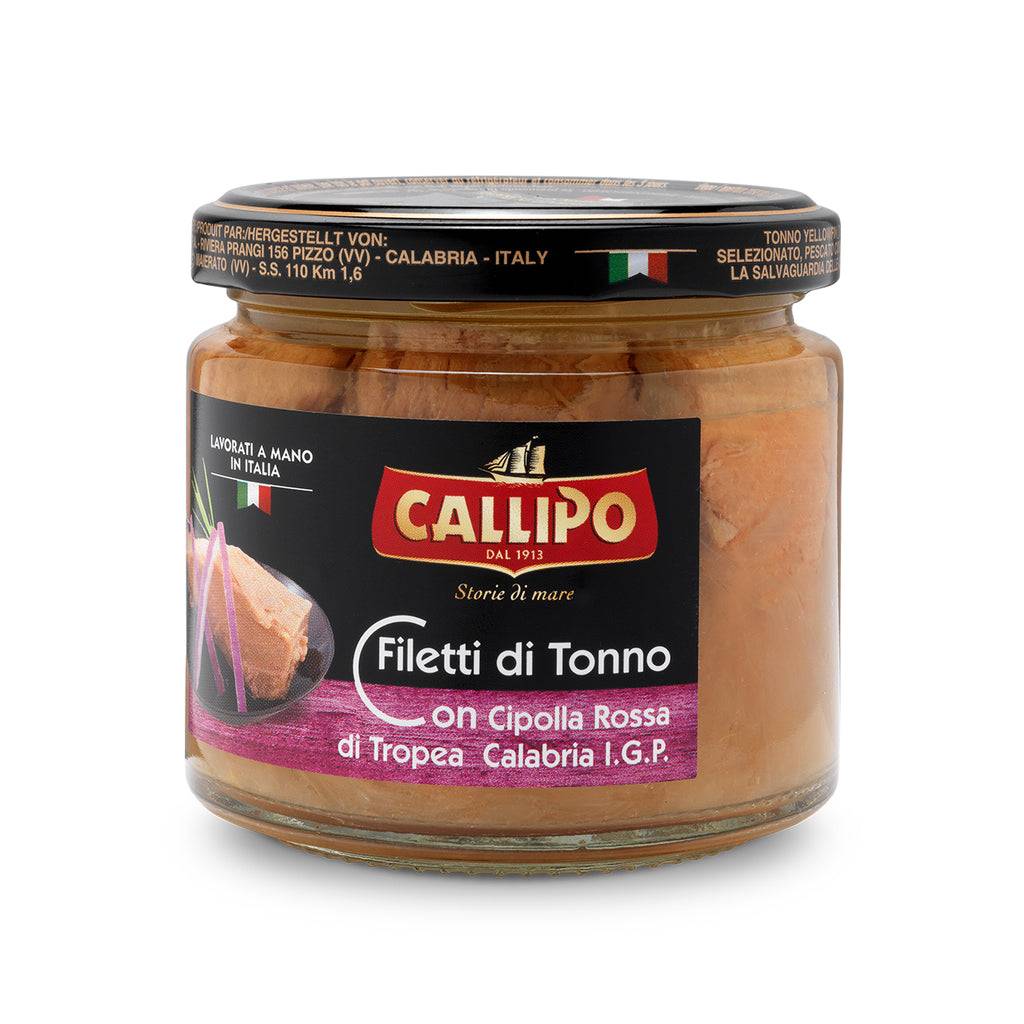 Filetti de Thon avec Oignon Rouge de Tropea Calabria I.G.P. à l'Huile d'Olive