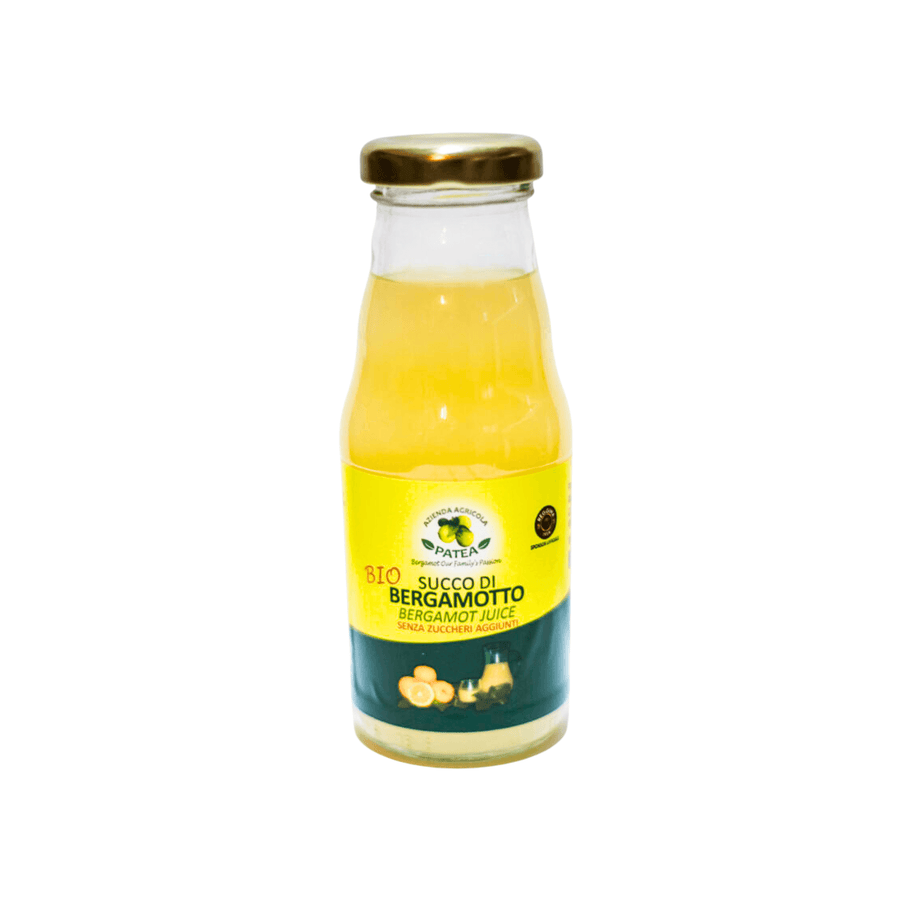 Succo Bergamotto BIO - Senza Zucchero in bottiglia di vetro da 200ml, ricco di antiossidanti e vitamine, ideale per bevande salutari e aperitivi.